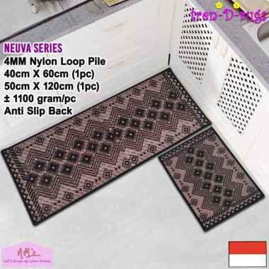 Tren-D-rugs Keset kaki eropa aesthetic 2pcs 50 cm x 120 cm dan 40 cm x 60 cm anti slip motif abstrak