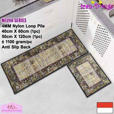 Tren-D-rugs Keset kaki eropa aesthetic 2pcs 50 cm x 120 cm dan 40 cm x 60 cm anti slip motif abstrak