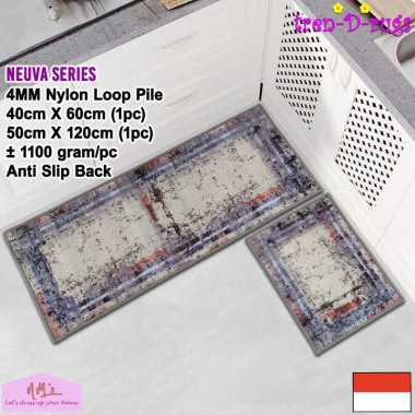 Tren-D-rugs Keset kaki eropa aesthetic 2pcs 50 cm x 120 cm dan 40 cm x 60 cm anti slip motif abstrak