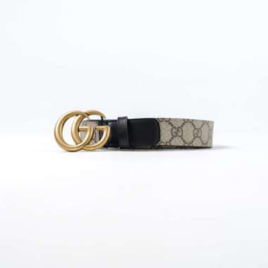 Ikat Pinggang GUCCI MARMONT MONOGRAM BEIGE BLACK GHW BELT 100% ORIGINAL 75