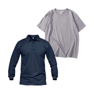 Bundling Buy 1 Get 2 Jemssky Kaos Polo Shirt Polos Lengan Panjang + T-Shirt T-shirt Abu Misty Navy X