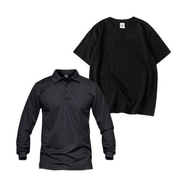 Bundling Buy 1 Get 2 Jemssky Kaos Polo Shirt Polos Lengan Panjang + T-Shirt T-Shirt Hitam Hitam XL