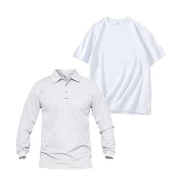 Bundling Buy 1 Get 2 Jemssky Kaos Polo Shirt Polos Lengan Panjang + T-Shirt T-Shirt Putih Putih L