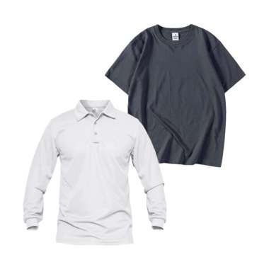 Bundling Buy 1 Get 2 Jemssky Kaos Polo Shirt Polos Lengan Panjang + T-Shirt T-Shirt Navy Putih XXL