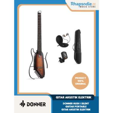 Donner Hush I Silent Guitar Portable Gitar Akustik Elektrik Mahogany