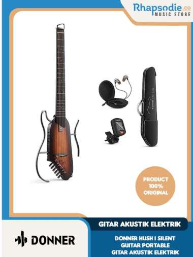 Donner Hush X Silent Guitar Portable Gitar Elektrik Natural