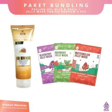 SYB PAKET BUNDLING HEMAT PEELING GEL SYB (1 PEELING GEL MILK & SNAIL + 3 JELLY MASK VARIAN RANDOM)