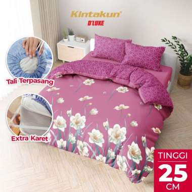 Kintakun Bed Cover Set Fitted 160 x 200 Tinggi 25 cm DLUXE Aesthetic Microtex B2 6in1 - Multivarian 