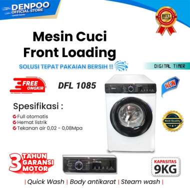 MESIN CUCI FRONT LOADING DENPOO DFL 1085 - 9KG Unit Only white JABODETABEK