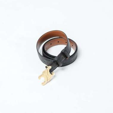 Ikat Pinggang CELINE TRIOMPHE MONOGRAM BROWN GHW 25MM BLACK BELT 100% ORIGINAL 80