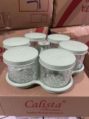 Calista Toples KRISTAL Enam Bunga Toples Kue Kering Lebaran 6 Bunga Kristal Toples SET 6 Calista Hij