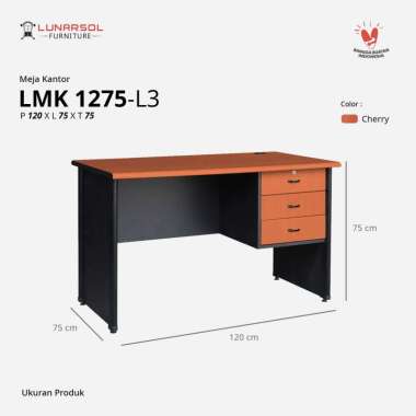 LUNARSOL LMK 1260 Meja Kantor 120x60x75 1/2 Biro LMK 1275 L3 CHERRY