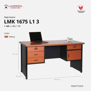 LUNARSOL LMK 1260 Meja Kantor 120x60x75 1/2 Biro LMK 1675 L1 L3 CHERRY