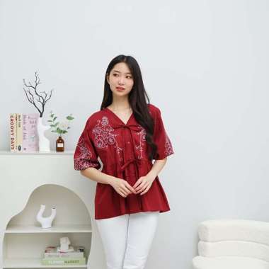 Nuboutique - Charlotte Top - Terusan Bordir Etnic Bohemian Bunga Baju Pita Ribbon Coquette Casual Ko