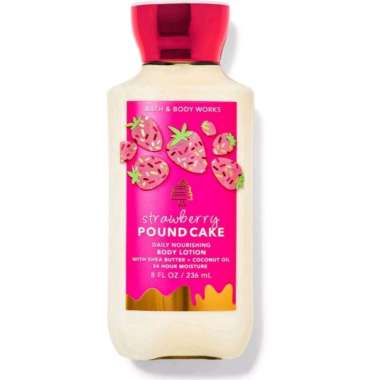 BATH AND BODY WORKS BBW STRAWBERRY POUND CAKE 24 HOUR MOISTURE SHEA BUTTER + VITAMIN E FULLSIZE BODY
