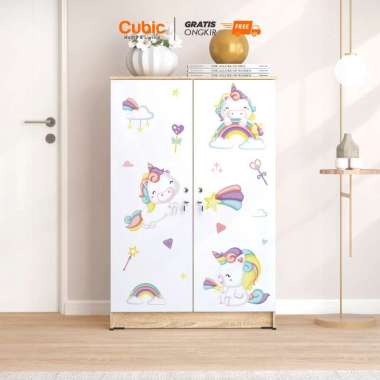Cubic Lemari Kecil Minimalis / Lemari Pakaian 2 Pintu / LUNA BL 121 Unicorn