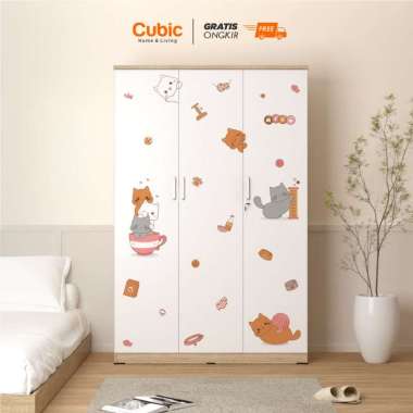 Cubic Lemari Pakaian Minimalis / Wardrobe Baju 3 Pintu / LUNA LP 3P Kucing