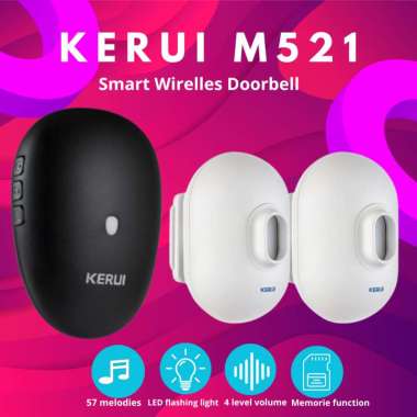 Bel Sensor Gerak Wireless KERUI M521 Bel Rumah Sensor Gerak P861 2 Sensor P861 Hitam
