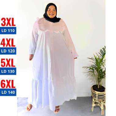 Garede - Gamis Syari Crinkle Premium Putih Jumbo 6XL = LD 140 Putih Bersih