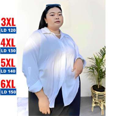 Garede - Kemeja Wanita Oversize Jumbo Big Size 5XL = LD 140 Putih