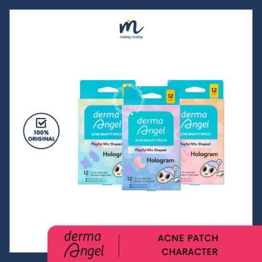 DERMA ANGEL Acne Beauty Patch Hologram - Acne Patch Character Butterfly & Star | Moon & Cloud | Hear