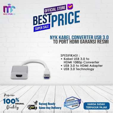 NYK Kabel Converter USB 3.0 to Port HDMI Garansi Resmi