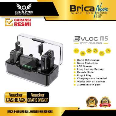 Brica B-VLOG M5 Dual Wireless Microphone - Clip On Mic Vlog - With Charging Case Mic Wireless BVLOG
