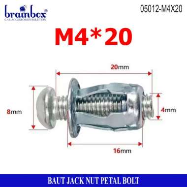 Baut Jack Nuts Sekrup Plat Baut Mur Drat Petal Bolt Rivet Metal Fisher M4x20