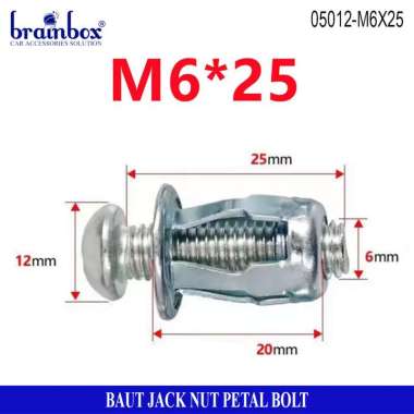 Baut Jack Nuts Sekrup Plat Baut Mur Drat Petal Bolt Rivet Metal Fisher M6x25