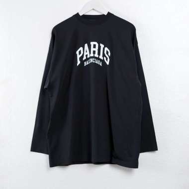 Kaos BALENCIAGA PARIS WHITE BLACK LONGSLEEVE TSHIRT 100% ORIGINAL 1