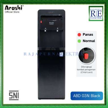 ARASHI Dispenser Air Galon Bawah ABD 06C - Fungsi Panas Dingin Normal - Hot & Cool ABD 03N Hitam