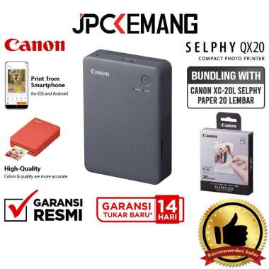 JPC KEMANG Canon SELPHY Square QX20 Compact Photo Printer Canon SELPHY QX 20 GARANSI RESMI Grey+XC-2