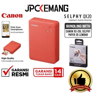 JPC KEMANG Canon SELPHY Square QX20 Compact Photo Printer Canon SELPHY QX 20 GARANSI RESMI Red+XC-20