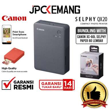 JPC KEMANG Canon SELPHY Square QX20 Compact Photo Printer Canon SELPHY QX 20 GARANSI RESMI Grey+XC-6