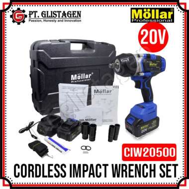 Mollar CIW20500 Cordless Impact Wrench Brush Less 20 VOLT Mesin Bor Baterai Buka Baut Torsi Besar 50
