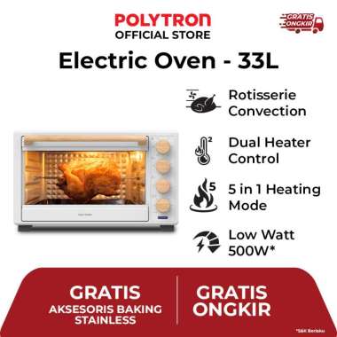 POLYTRON Kitchenmate Oven Listrik Low Watt 33 Liter - PEO 33B1B / PEO 33B2B / PEO 33B2W PEO 33B2W