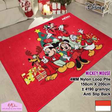 Disney Official Merchandise karpet natal christmas 150 cm x 200 cm anti slip permadani motif kartun