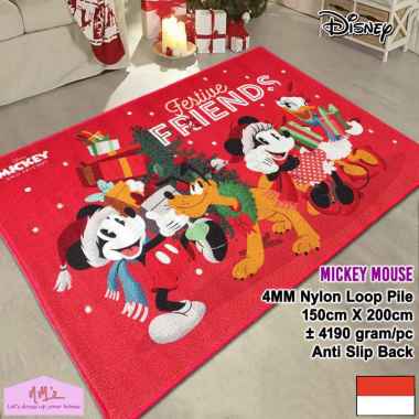 Disney Official Merchandise karpet natal christmas 150 cm x 200 cm anti slip permadani motif kartun 