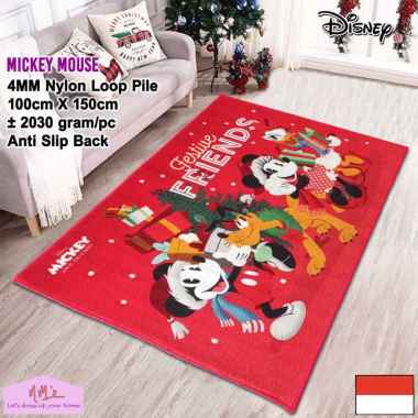 Disney Official Merchandise karpet natal christmas 100 cm x 150 cm anti slip permadani motif kartun 