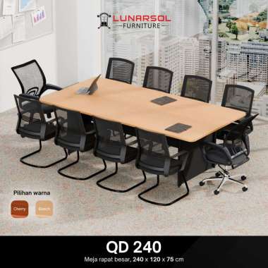 LUNARSOL QD 240 Meja Rapat | Meja Meeting 10 seat 240x120x75 TKDN QD 240 - Beech