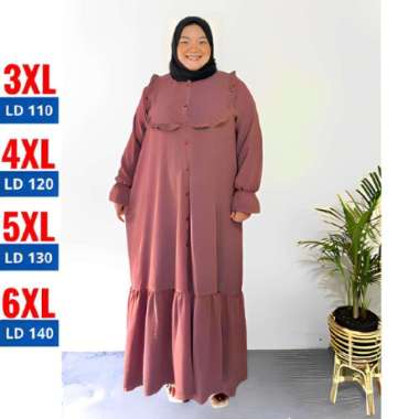 Garede - Gamis Jumbo LD 120 LD 130 LD 140 LD 150 Crinkle Airflow Premium Terbaru 4XL = LD 120 Brown