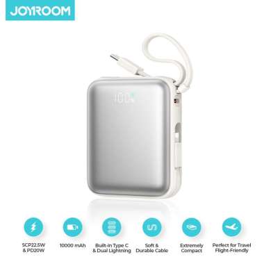 JOYROOM PBF27 Powerbank Mini Fast Charging 10000mAh Built-In Cable 22.5W Putih