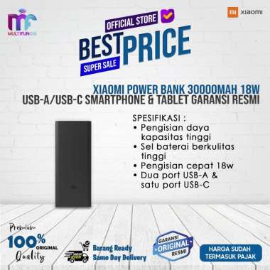 Xiaomi Power Bank 18w 30000mAh USB-A/USB-C Smartphone & Tablet Garansi Resmi