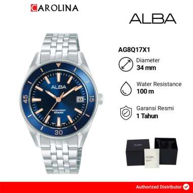 Jam Tangan Pria ALBA AG8Q17X1 Blue Dial Stainless Steel Strap