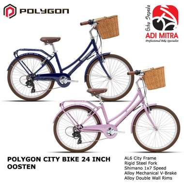 Polygon Sierra Oosten [24 inch] Sepeda Keranjang Rotan Vintage City Bike Purple