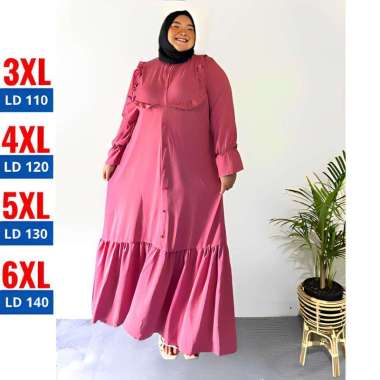 Garede - Gamis Crinkle Premium Airflow Big Size Jumbo Pesta Mewah Elegan XXXL Hitam