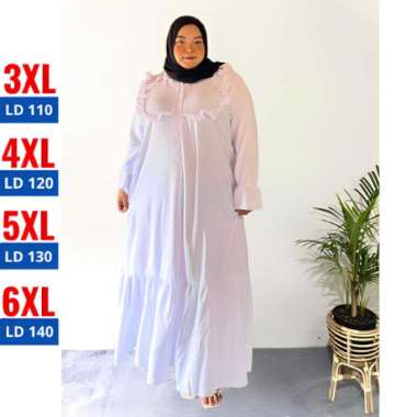 Garede - Dress Gamis Putih Premium Jumbo Baju Lebaran Terbaru Mewah Elegan 6XL Hitam