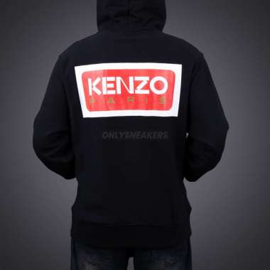 KENZO PARIS BACK LOGO EMBROIDERED BLACK HOODIE XXL