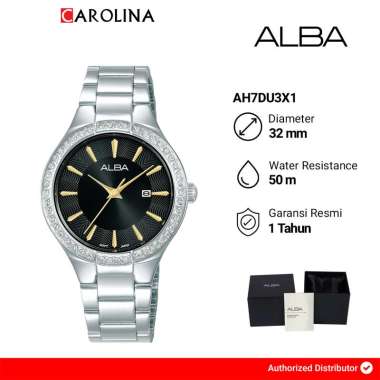 Jam Tangan Wanita ALBA AH7DU3X1 Black Dial Stainless Steel Strap