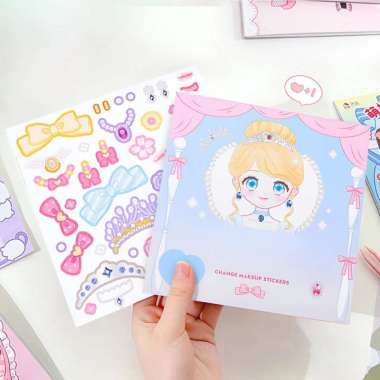 OEM SK-M375 DIY Mainan Stiker Ganti Muka Buku Stiker Ekspresi Girl Change Makeup Stickers / Mainan A